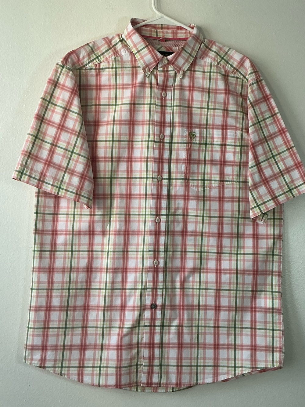 Ariat Pro Series Shirt Mens Large Plaid Short Sleeve Western Cowboy Button Down